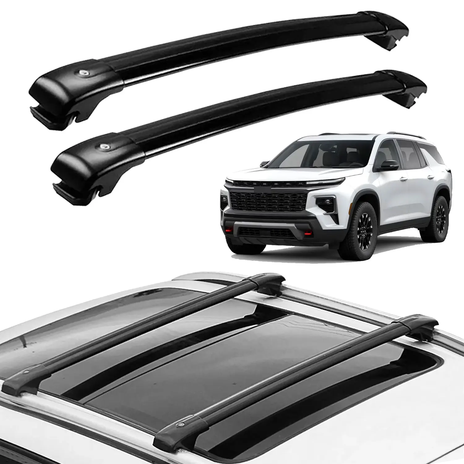 Roof Rack Cross Bars for 2024 2025 2026 Chevrolet Traverse Aluminum Lockable Luggage Carrier Rails Black Heavy Duty