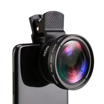 Mobile Phone Lens 0.45X Wide Angle Len &amp; 12.5X Macro HD Clip-on Camera Lens Universal for iPhone Samsung and Most Smartphones