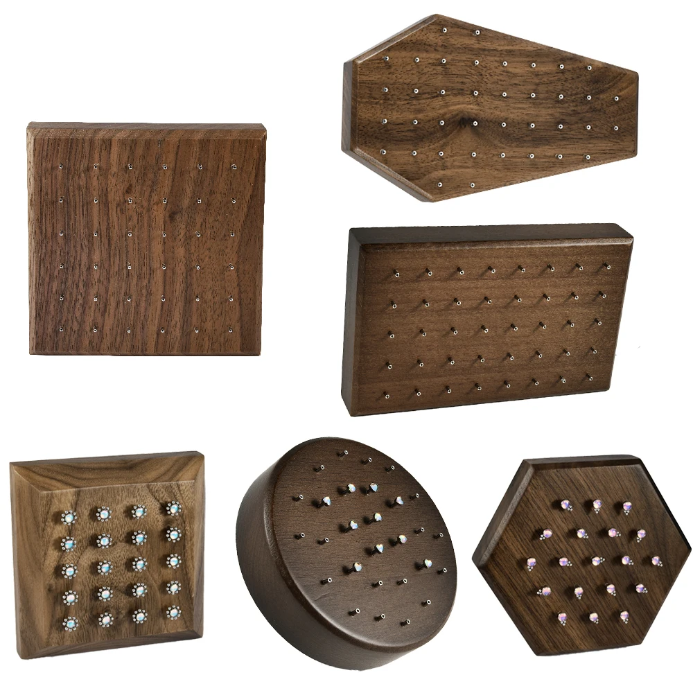 Soporte de madera maciza Labret Ancla dérmica Piercing corporal Joyería Exhibición superior Cajas de vendedor Herramienta de exhibición con rosca de tornillo