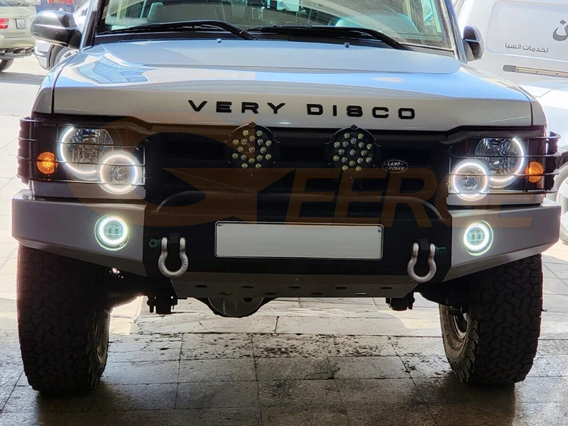 For Land Rover Discovery II 2 L318 2003 2004 Ultra Bright A/W Switchback Day Light Turn Signal SMD LED Angel Eyes Kit Halo Rings