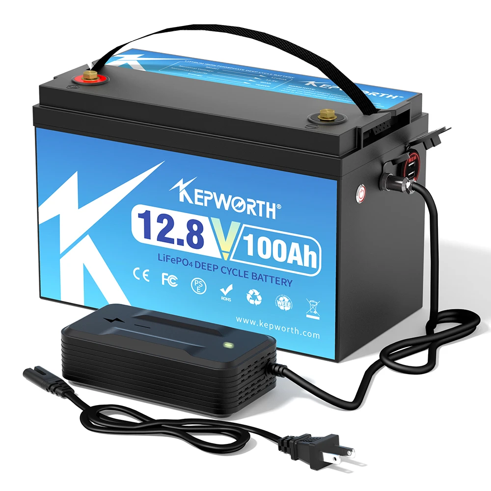 

KEPWORTH New 12V 100Ah 180Ah 300Ah LiFePO4 Lithium Iron Phosphate Battery For RV Campers Solar Golf Carts Marine