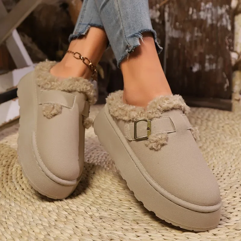 Women Shoes on Sale 2024 Winter Women's Snoe Boots Comfort Versatile Suede Shoes Fashion Warm Platform Flat Ankle Boots Botas