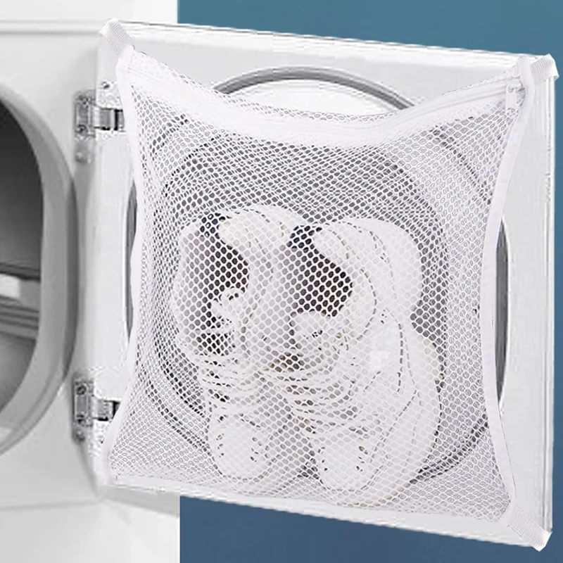 1/2pcs Washing Machine Shoes Bags Dry Mesh Bags with Zipper Anti-deformation Laundry Bag Wall Mounted Laundry Storage Supplies