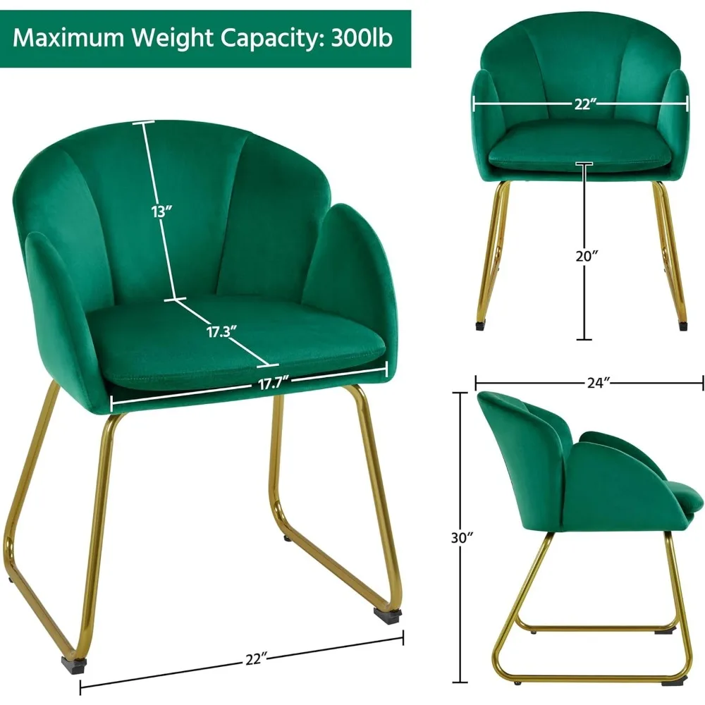 Fluwelen bloemijdelheidsstoel met gouden poten, moderne fauteuil voor woonkamer, slaapkamer, thuiskantoor - groen