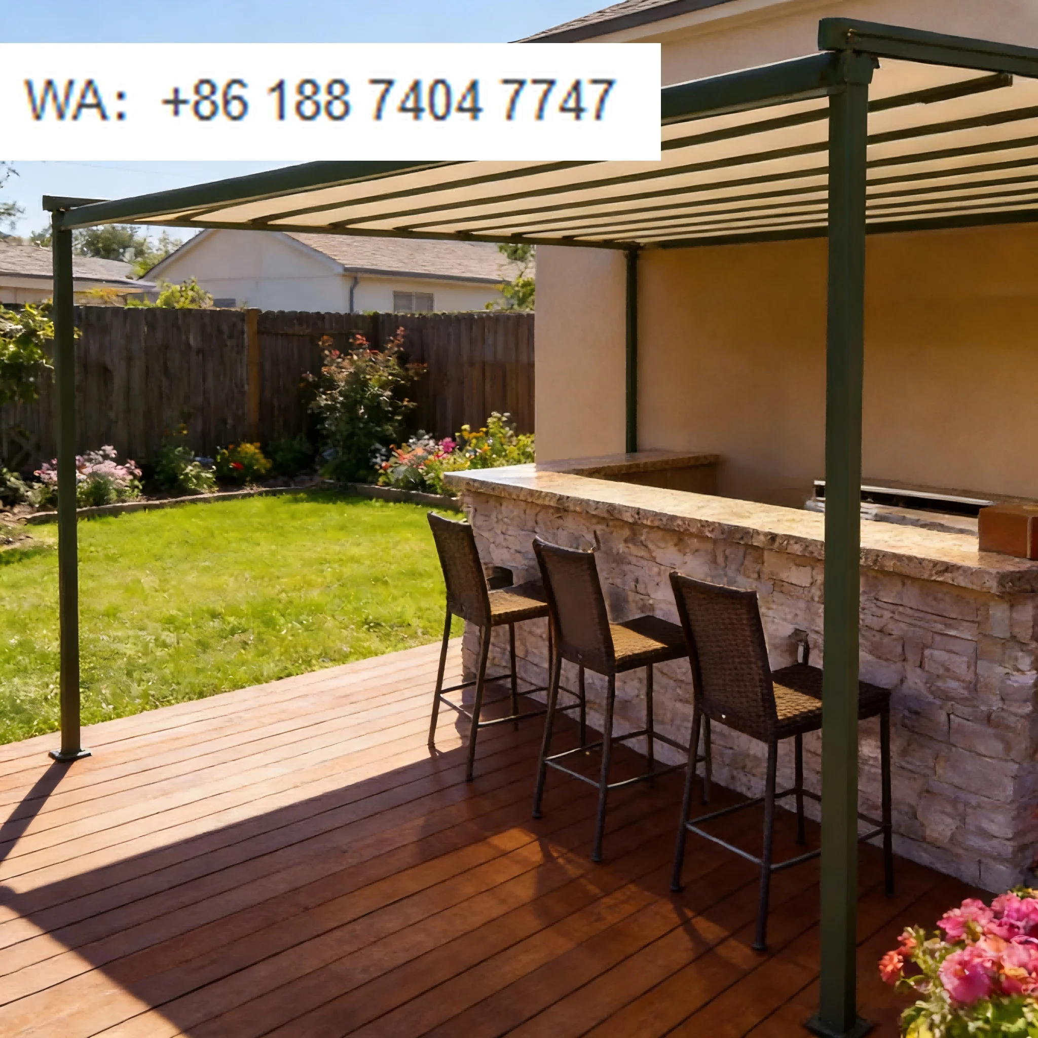 

Aluminum Motorized Retractable Pergola Roof Awning Waterproof Garden Canopies With Shade Sail Outdoor Folding Canopy