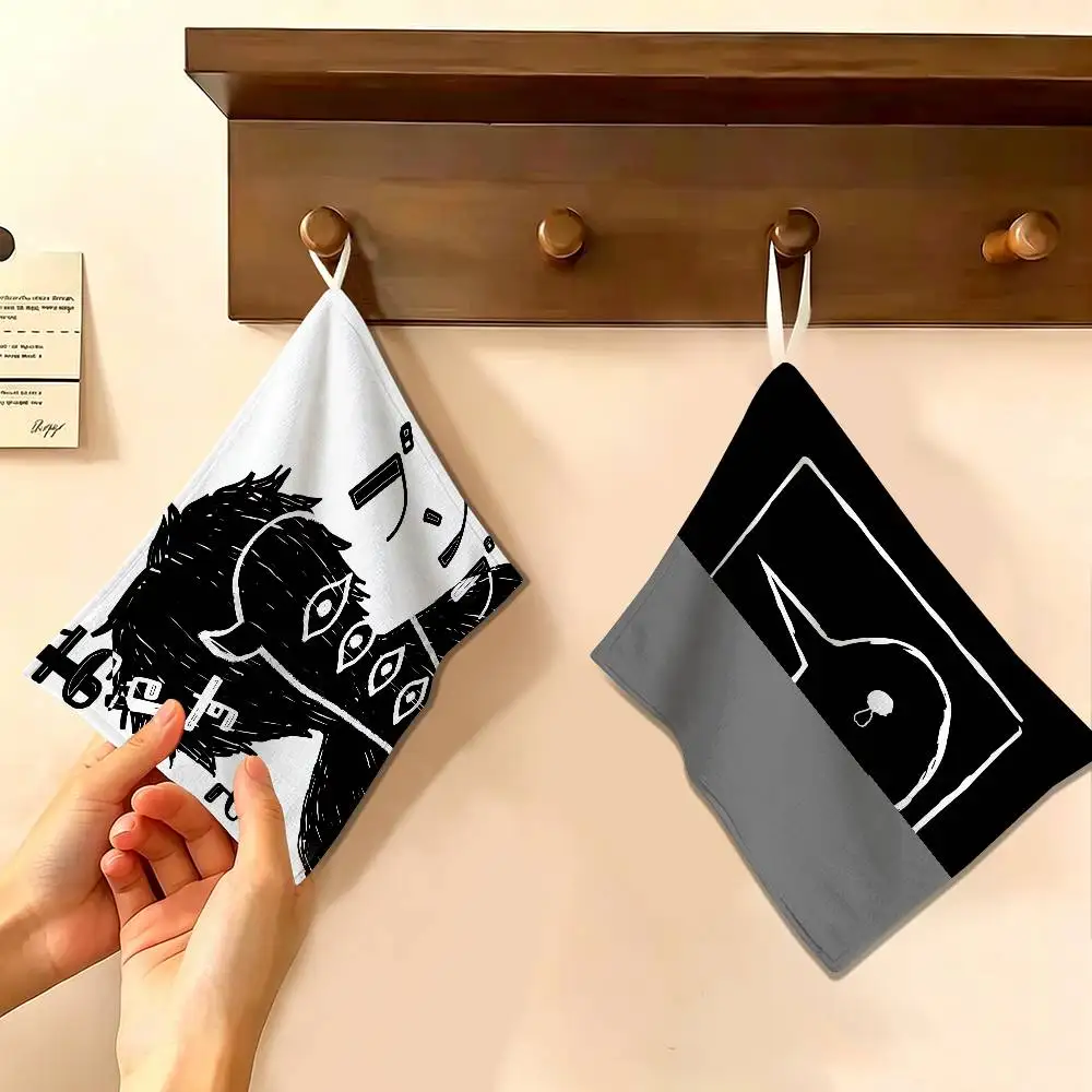 O-Oyasumi Punpun Manga Polyester Cotton Hanging Kitchen Towel, Absorbent Hand Wiping Cloth for Daily Cleaning Drying