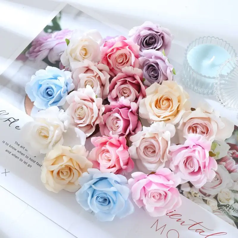Seiden-Kunstblumen Rosen Festival Hochzeitskranz Brautsträuße Heim-Raumdekoration Kranz Brosche Deko DIY Scrapbooking Geschenkbox – Detail 1