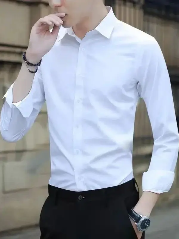 

Pure Color Long Sve Collar irt Men's Loose Fit Ne Button up Thiened Autumn Wear Daily Casual European Sle