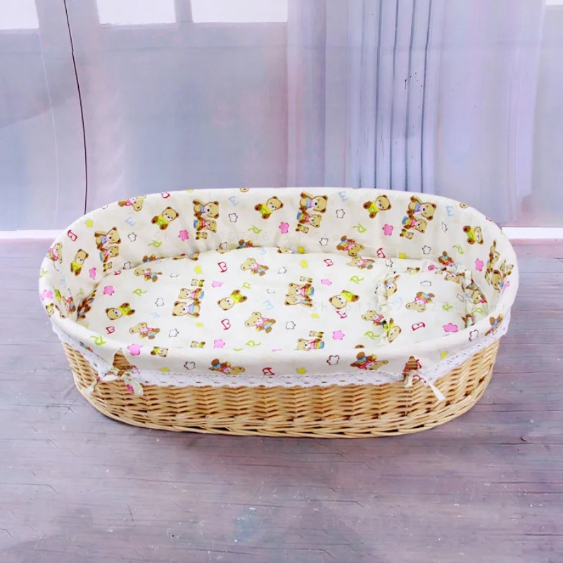 Handmade Natural Rattan Baby Basket Portable Ins Popular Woven Newborn Sleep Storage Cradle Storage Food Essentials