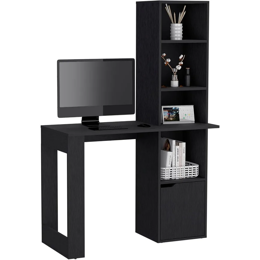 persoonlijk bureau met boekenkast en kast, zwart