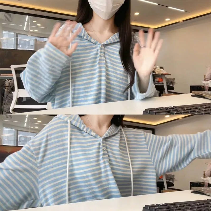 Nieuwe dameshoodie Modestreep Vroege herfst dopamine los en lui Modieus en veelzijdig stijljack Damestop