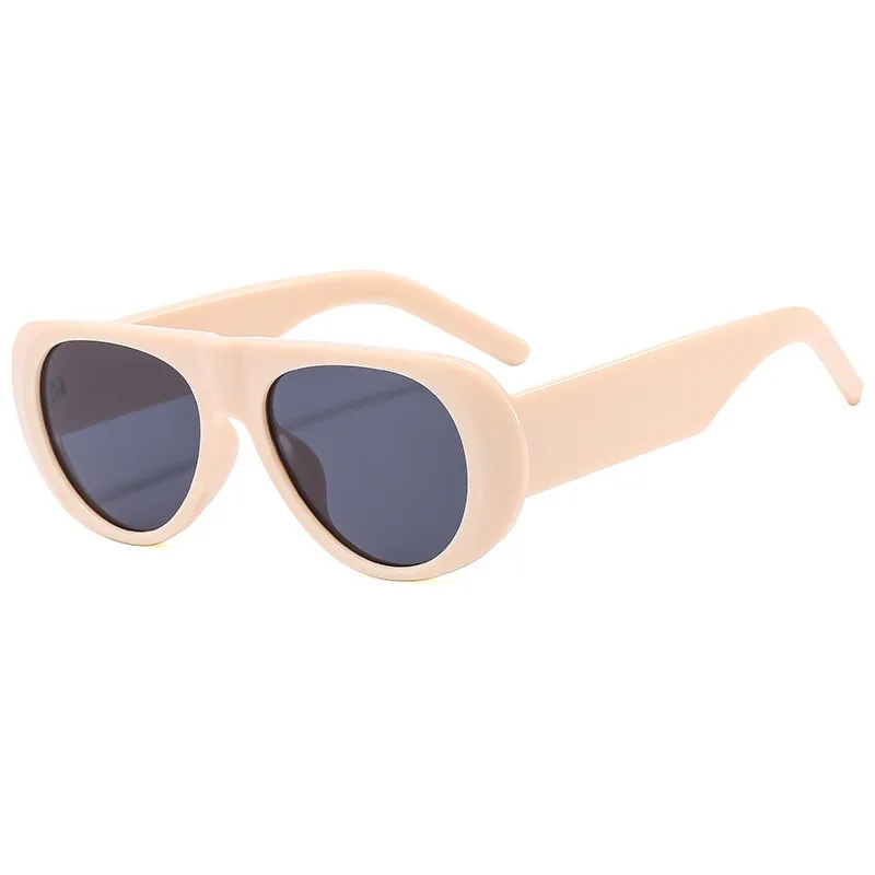 Retro Irregular Big Frame Women Sunglasses Luxury Brand Tea Color Square Frame Shades UV400 Cool Men One Piece Pilot Sun Glasses