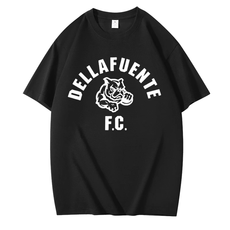 Dellafuente Summer Men\'s and Women\'s Pure Cotton Short sleeved DLFC Football Club mascot T-shirt Harajuku Unisex South Korea