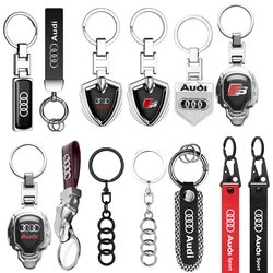 New Metal Leather Car Logo Keyring Luxury Keychain Accessories For Audi Sline A3 8P 8L 8V A4 B8 B6 B7 B9 A6 C6 C7 S5 A7 A5 Q5