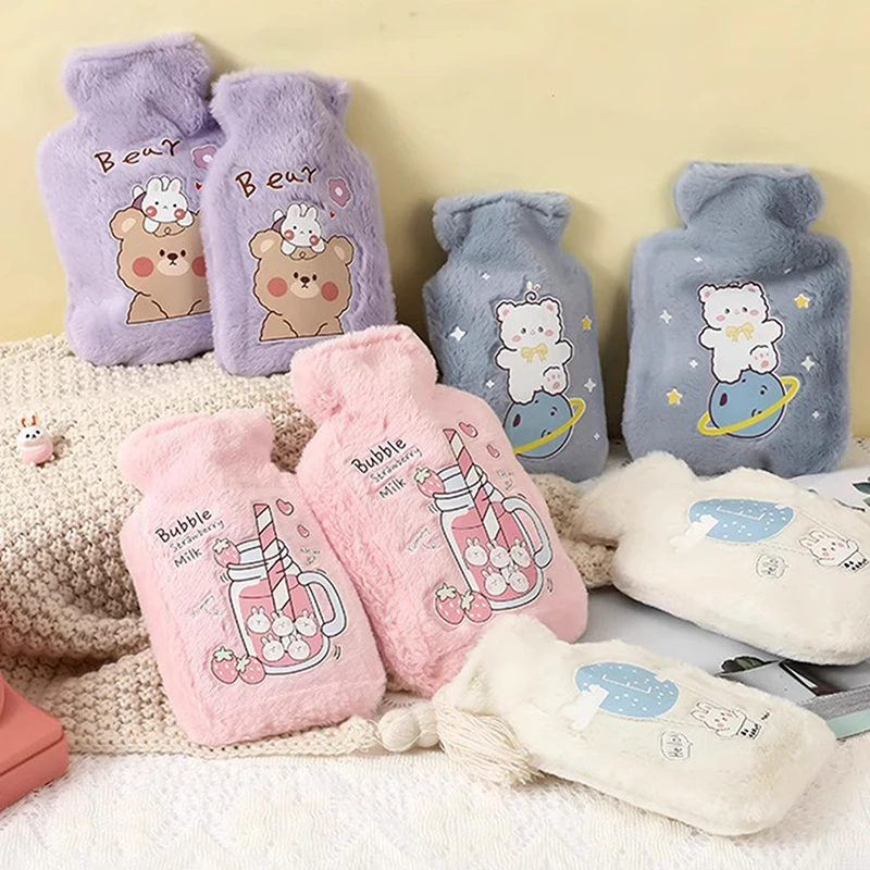 500ML Soft Hot Water Bottle Winter Hand Warmer Cute Kawaii Water Bottle For Girls Portable Waist Hand Bed Warm Bottles image 2