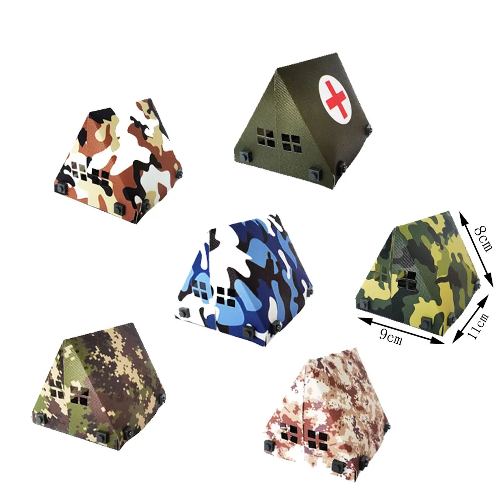 Tente de Camouflage militaire , blocs de construction de tente de combat, tente de marche, soldat de l'armée, équipe médicale, jouet en brique MOC, arme