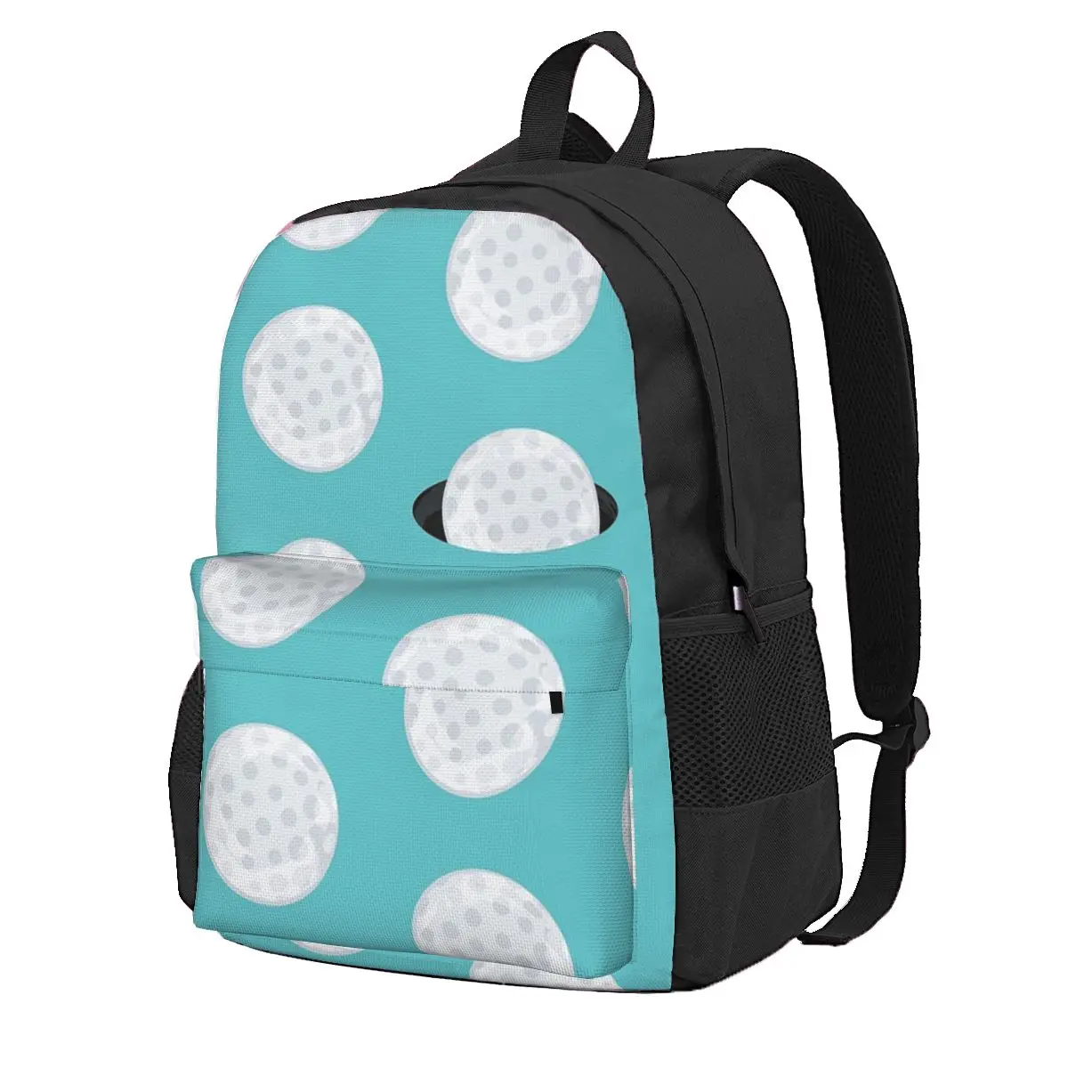 

Hole In One Golf Balls On Aqua Student Backpack School Bag Hiking Travel Daypack for Boys Girls Fashion Bookbag Shoulder Bags
