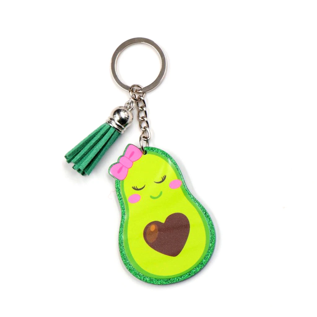 Avocado Keychain, Smiling Cute Avocado Acrylic Keychain, Glittered Acrylic Keychain, Avocado Purse Charm