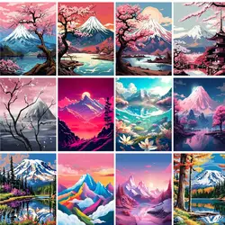 GATYZTORY Oil Painting By Numbers Snow Mountain DIY Paint By Numbers On Canvas Home Decor Frameless Digital Painting