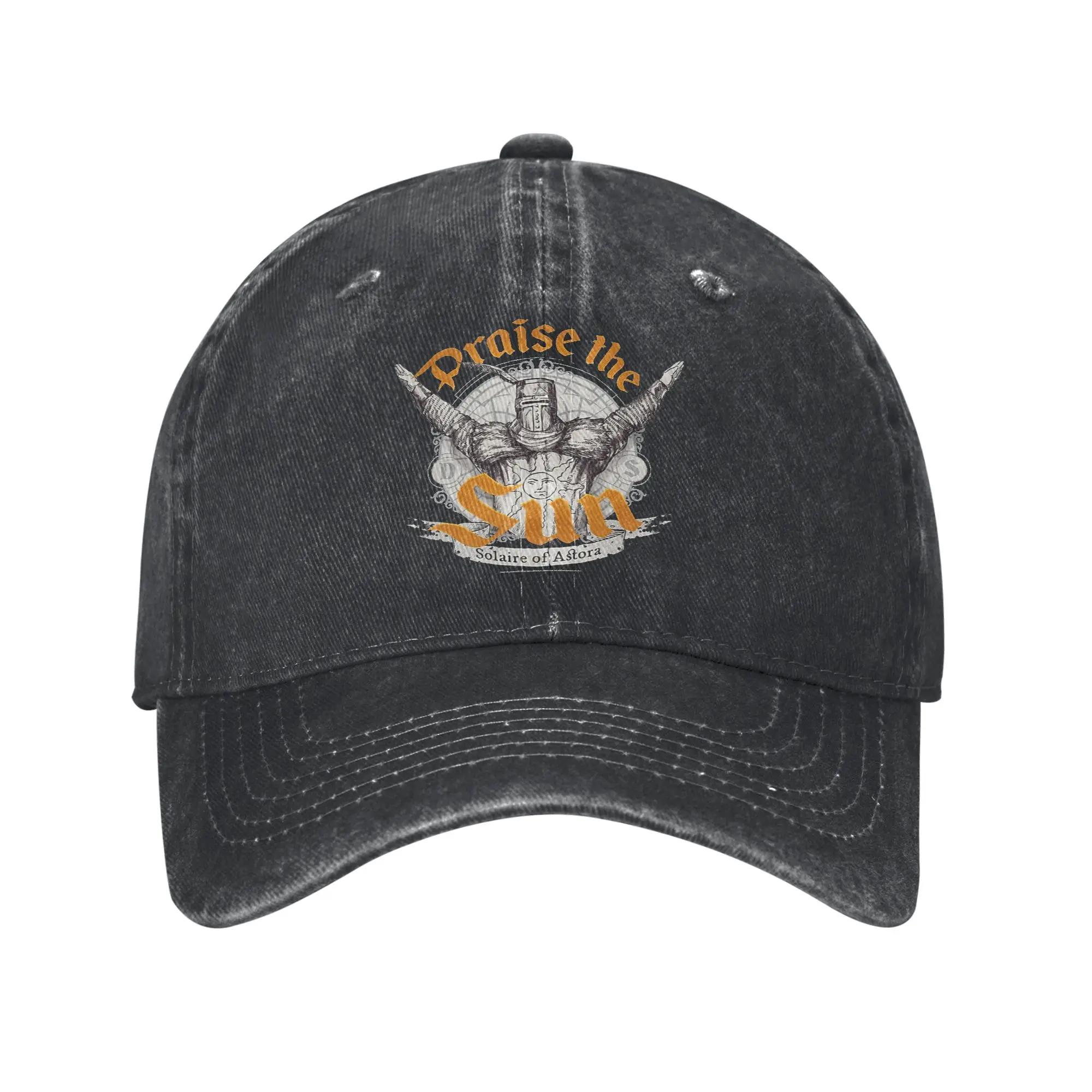 Men Women  Dark Souls Praise The Sun  Print Hats Vintage Distressed Washed  Baseball Cap Adjustable