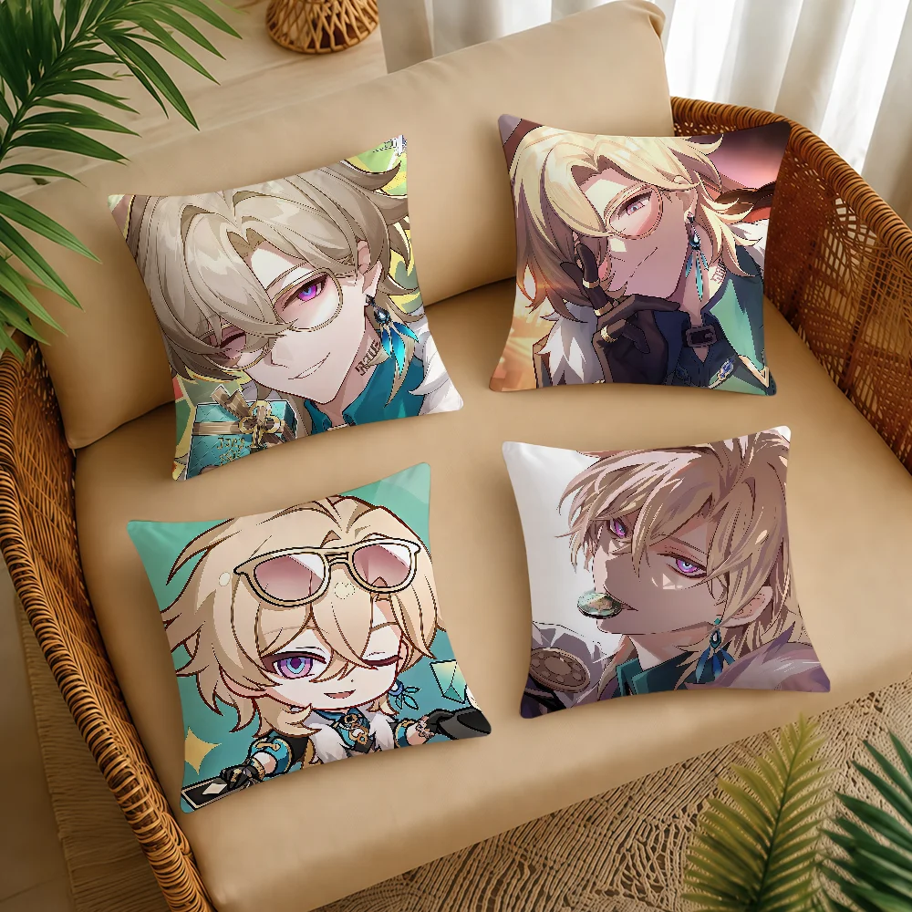Honkai Star Rail Aventurine Cushion Cover Square Decorative Throw Pillow Case Sofa Bed Living Room Anniversary Gifts