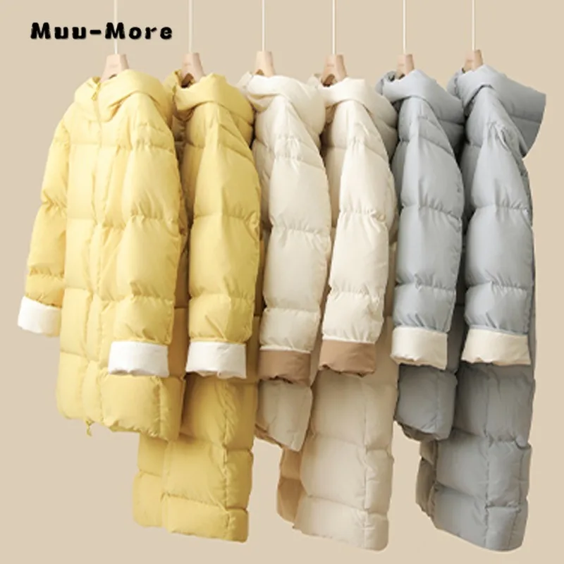 

Korean Simple Casual Solid Color Hooded Drop Shoulder Cotton Padded for Women Thicken Warm Zipper Coats Autumn Winter 2023