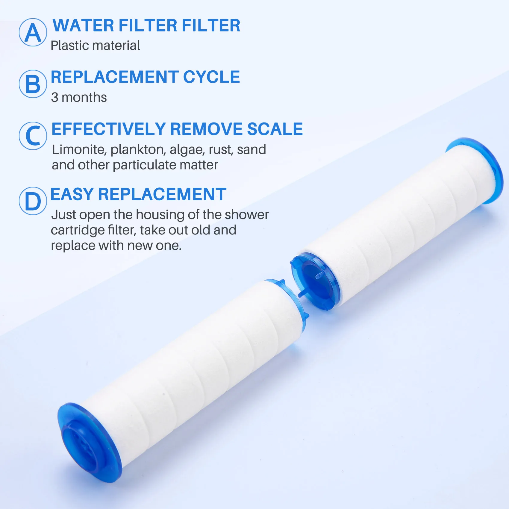 10Pcs Replacement Shower Filter for Hard Water - High Output Shower Water Filter to Remove Chlorine and Fluoride