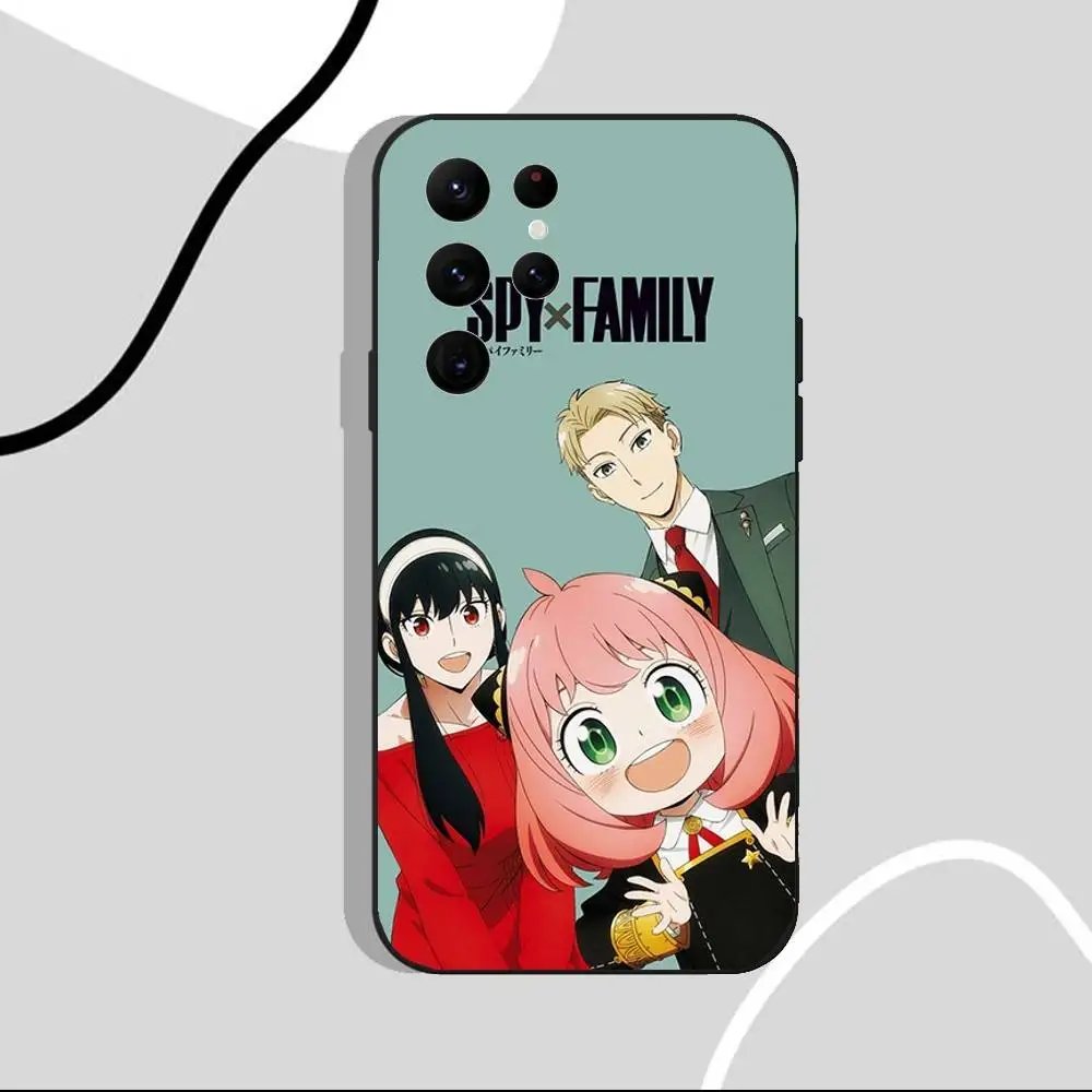 เคสโทรศัพท์ Spy X Family Bond Yor Anya สำหรับ Samsung S25, S24 Ultra, S20, S30 Plus, S22 Plus, S23, Ultra 5G ซิลิโคนสีดำ