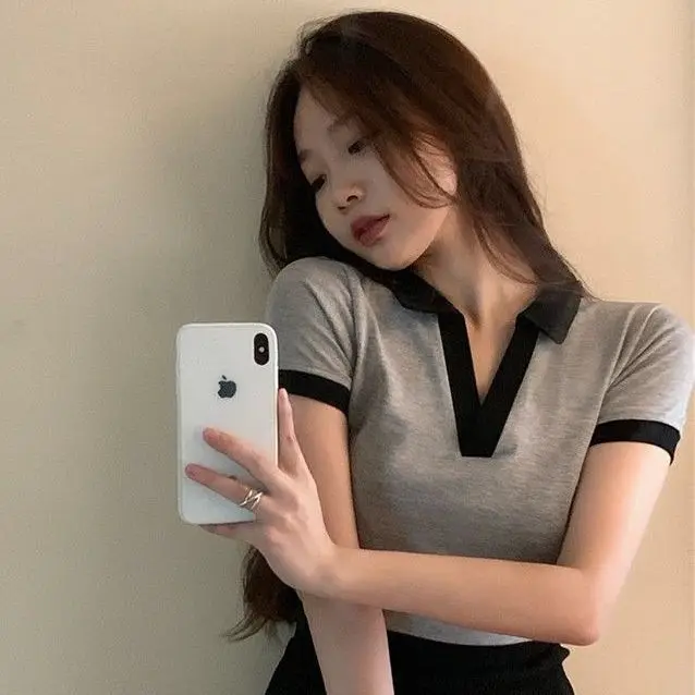 

Short Sleeve T-Shirts Womens Vintage Patterns Korean Trendy Patchwork Chic Fashion Loose Fit Comfortable Casual Tops
