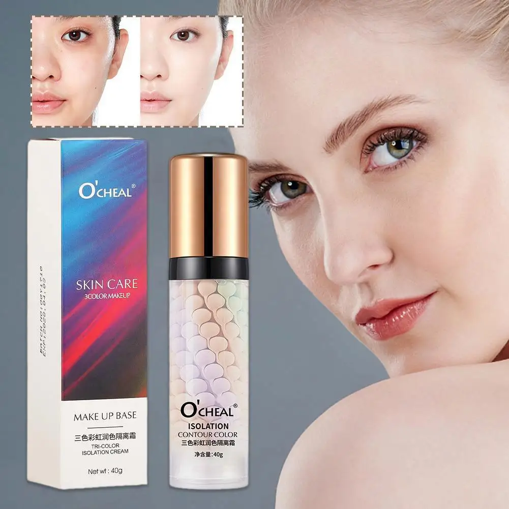 3 Colors Liquid Concealer Mixed Isolation Lotion Makeup Skin Moisturizing Bright Pore Face Base 40g Foundation Primer Invis D6h7