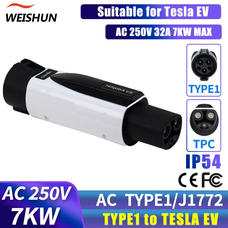 

Type1 to Tesla EV Adapter Electric Vehicle Charger Connecter for 16A/32A Type1 Charger to Tesla/TPC Electric Car Adapter