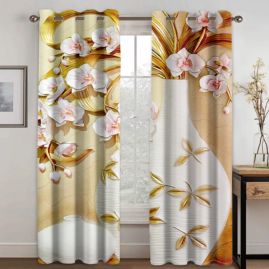 3D Printing Curtain Rose Romantic Flower Printed Curtains For Living Room Bedroom Red and White Hotel Drapes 2023