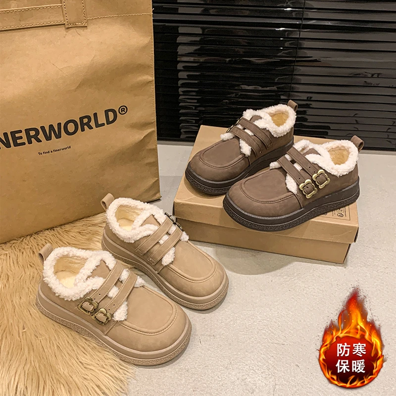 2024 Winter New Women Princess Shoes Fashion Korean Style Soft Thick Bottom Anti-slippery Versatile Thermal Daily Cotton Shoes