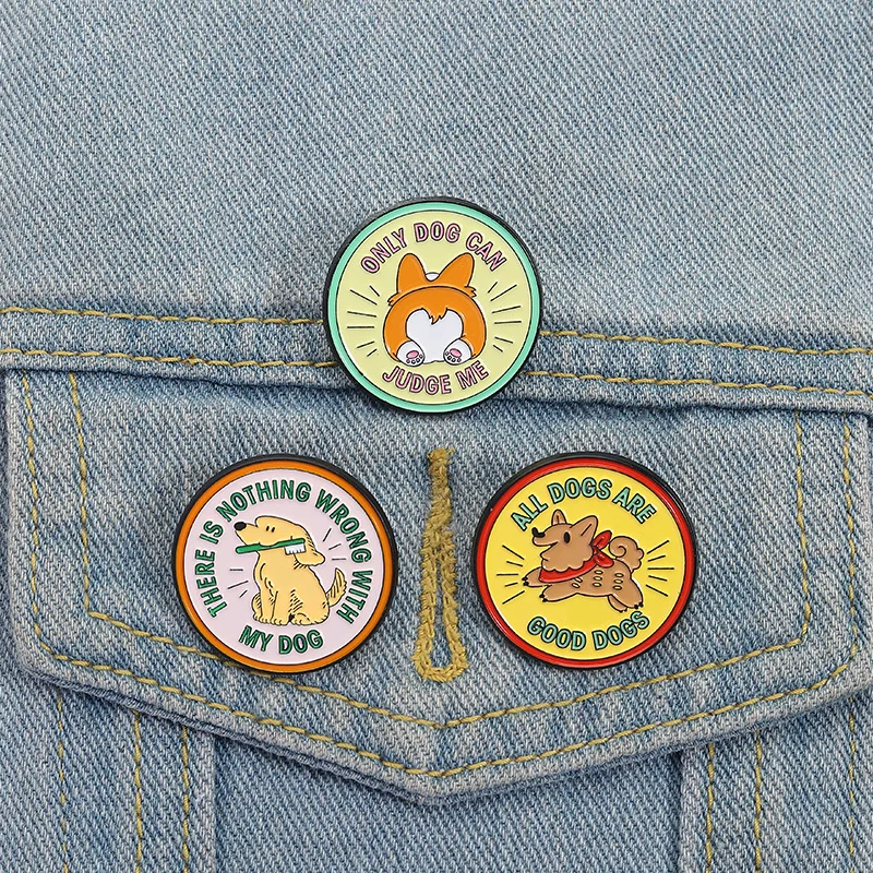 لطيف الكلاب المينا دبوس الكرتون بروش الصنوبر التلبيب دبابيس شارة الإبداعية على ظهره الملابس والاكسسوارات مجوهرات بأشكال حيوانات الهدايا #1