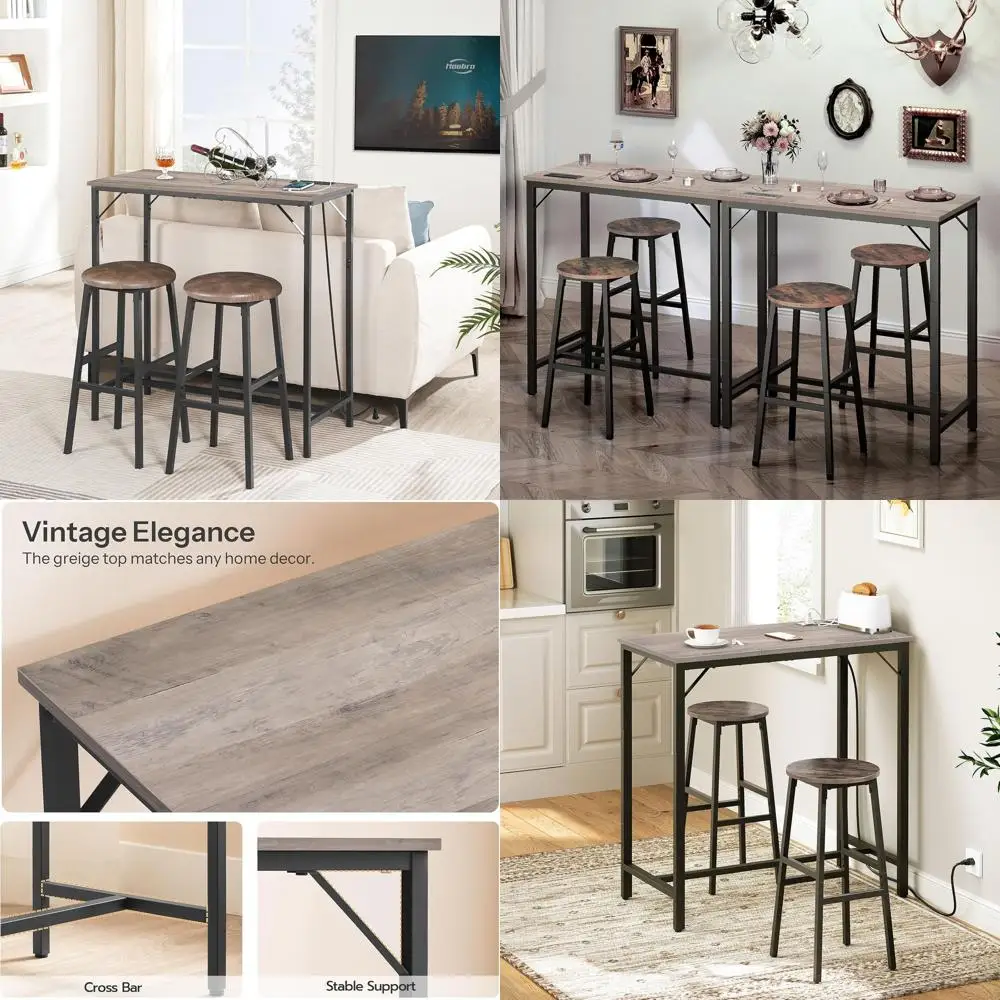 

35.4 L x 15.7 W x 35.6 H Rectangular High Top Dining Table with Charging Station