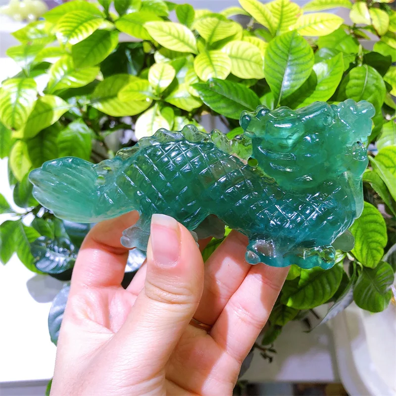 Natural Green Aventurine Chinese Dragon Polished Carving Healing Crystal Gift Home Feng Shui Decoration 1pcs