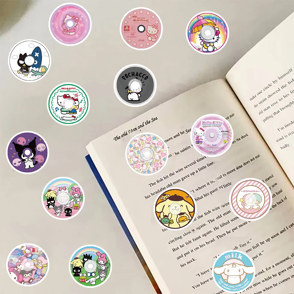 50PCS Sanrio CD Sticker Notebook Harajuku Home Bicycle Art Laptop Luggage Y2K Fashion Cafe Phone Cafe Streetwear Stickers