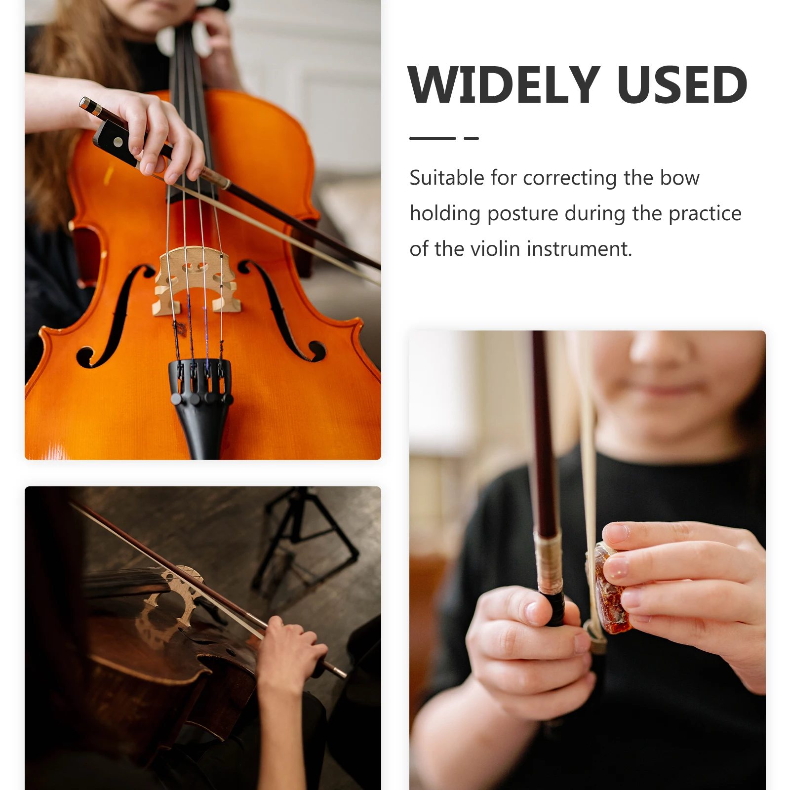 

4 Pcs Suite Violin Bow Accessories Student Kids Musical Instruments Pinky Holder Rubber Thumb Grip