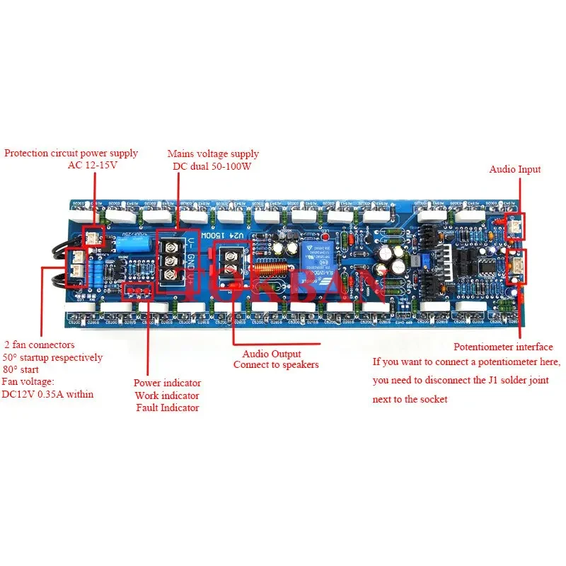 Tokban V24 1500w Mono Power Amplifier Board High Power Toshiba Transistor 5200 1943 Professional Stage HIFI Amplifier Board