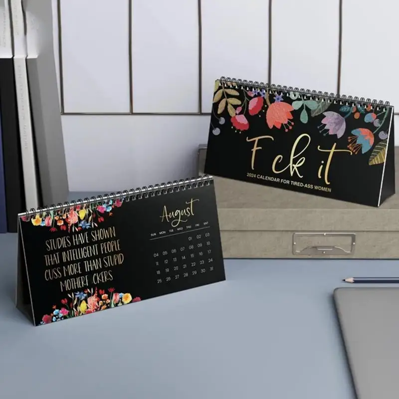 Calendrier mural drôle pour femme THbf, 12 mois de baume, énonciations de mots, intérieur, cadeaux uniques du Nouvel An, 2024