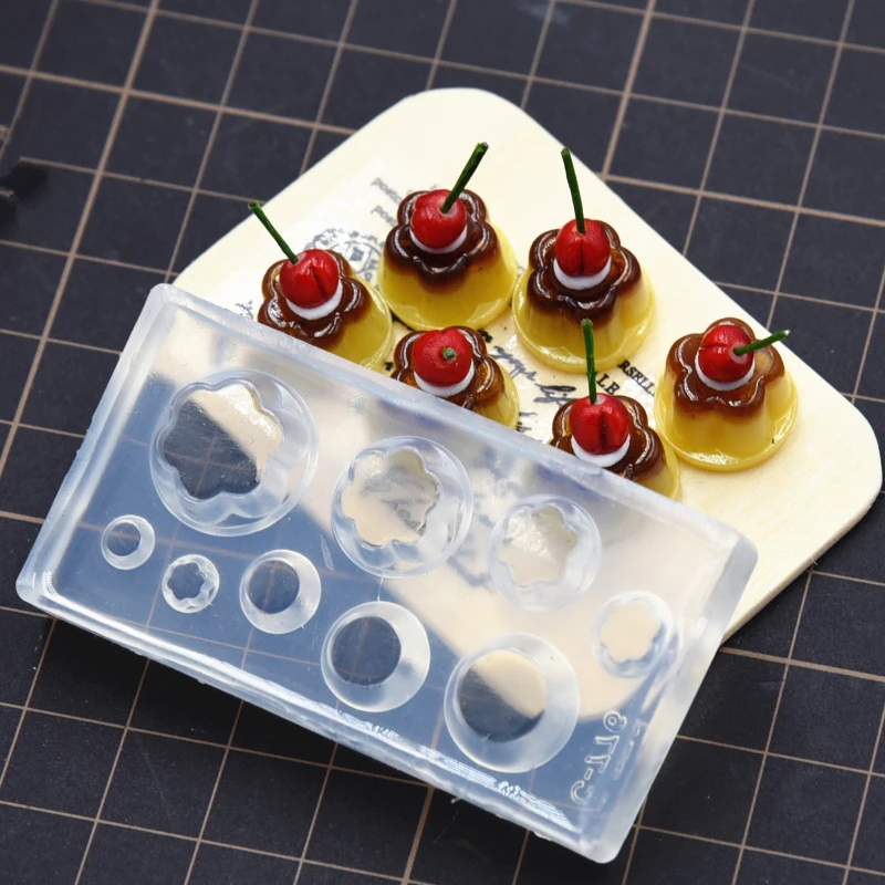Mini Cherry Pudding Jelly Silicone Molds Ultra Light Clay DIY Miniature Dessert Food Play Handmade Gifts Clay Molds