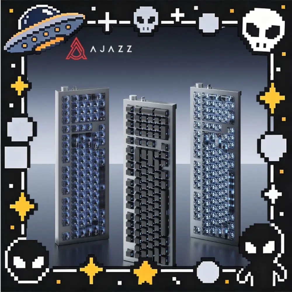Teclado mecânico AJAZZ SK98, 3 modos, sem fio, caixa em alumínio CNC, retroiluminação RGB, 98 teclas, bateria de longa duração de 8000 mAh, teclado pa