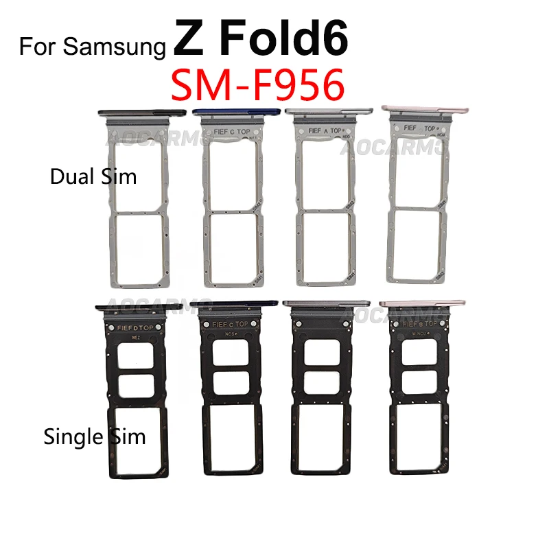 Aocarmo Single And Dual SIM Card Tray Holder Slot Replacement Parts For Samsung Galaxy Z Fold 6 Fold6 SM- F9560