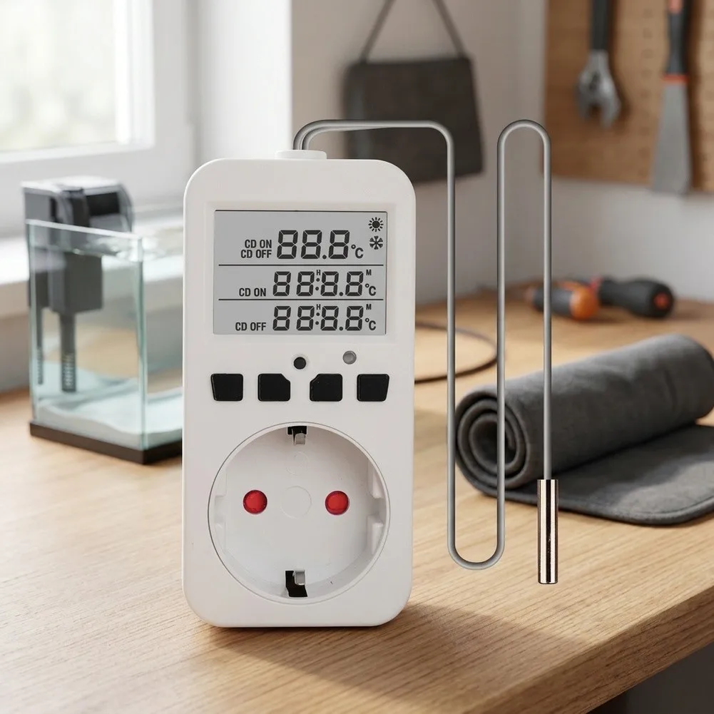 Thermostatic Socket 220V with Timer Function for Automatic Temperature Management of For Heating Cooling Units