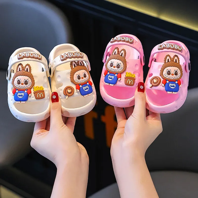 New Labubu Sandals Cute Cartoon Labubu Soft Soled Non Slip Home Slippers Boys and Girls Beach Shoes Holiday Gifts