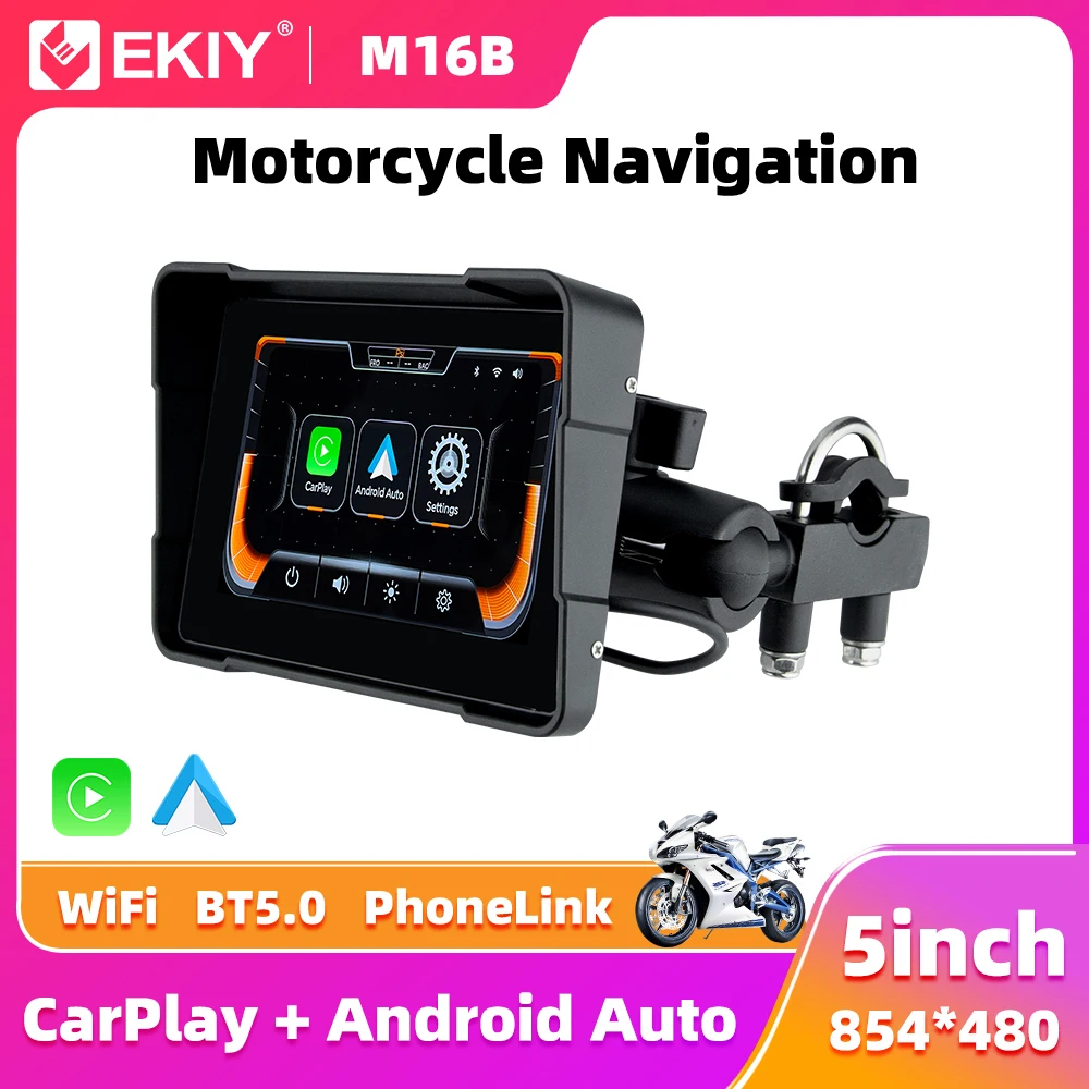 

EKIY 5.0 inch Wireless CarPlay Moto Android Auto Portable Digital Motorcycle Dashboard GPS Moto Navigation Display Screen TPMS