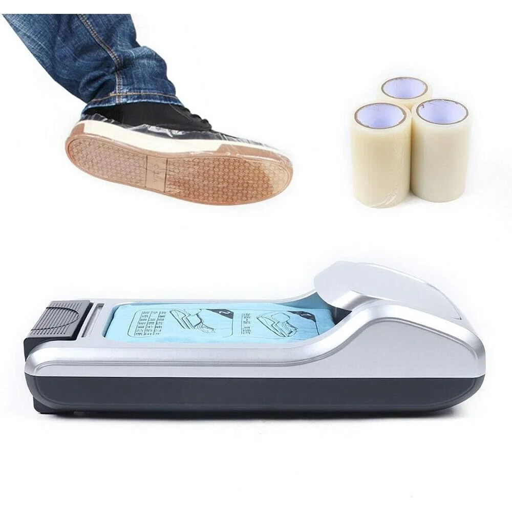 Automatic Shoe Cover Dispenser Shoe Film Machine with Shoe Membrane 3 rolls for Office Home Cleaning Tools