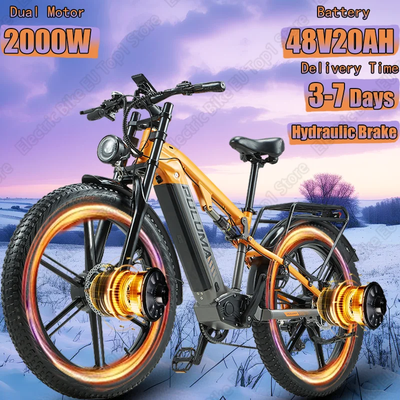 PULUMA Electric Bike Peak Power 3000W Motor 48V20AH E-Bike Hydraulic Disc Brake 26*4.0 Inch Fat Tire Off-Road Electric Bicycle