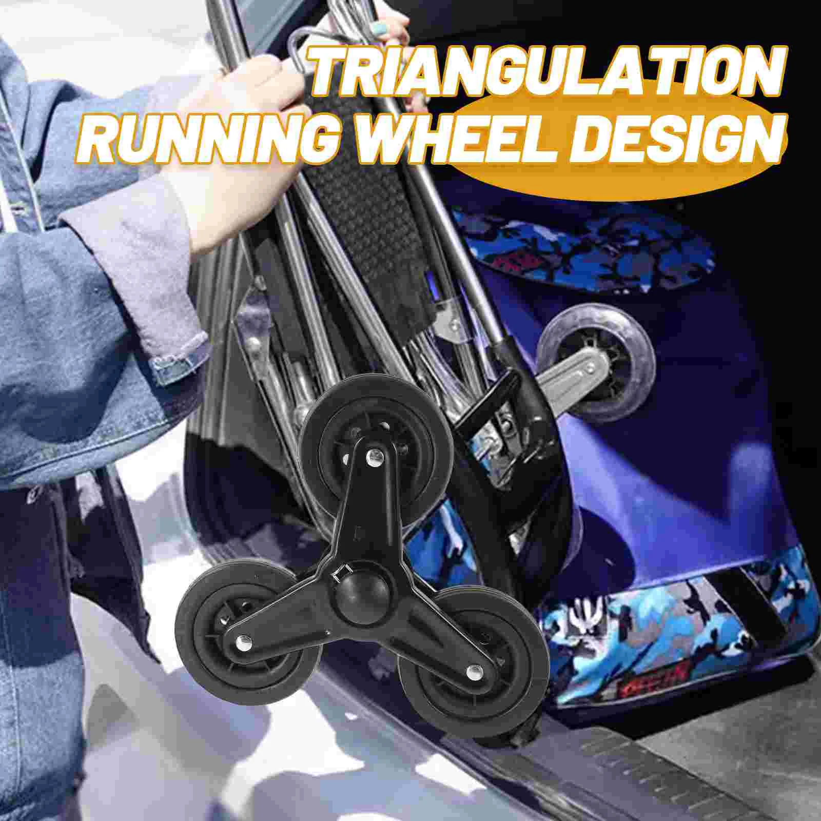 Triangular Wheel Stair Climbing Cart Wheels Accessories Casters Foldable Shopping Heavy Duty Iron Trolley Office