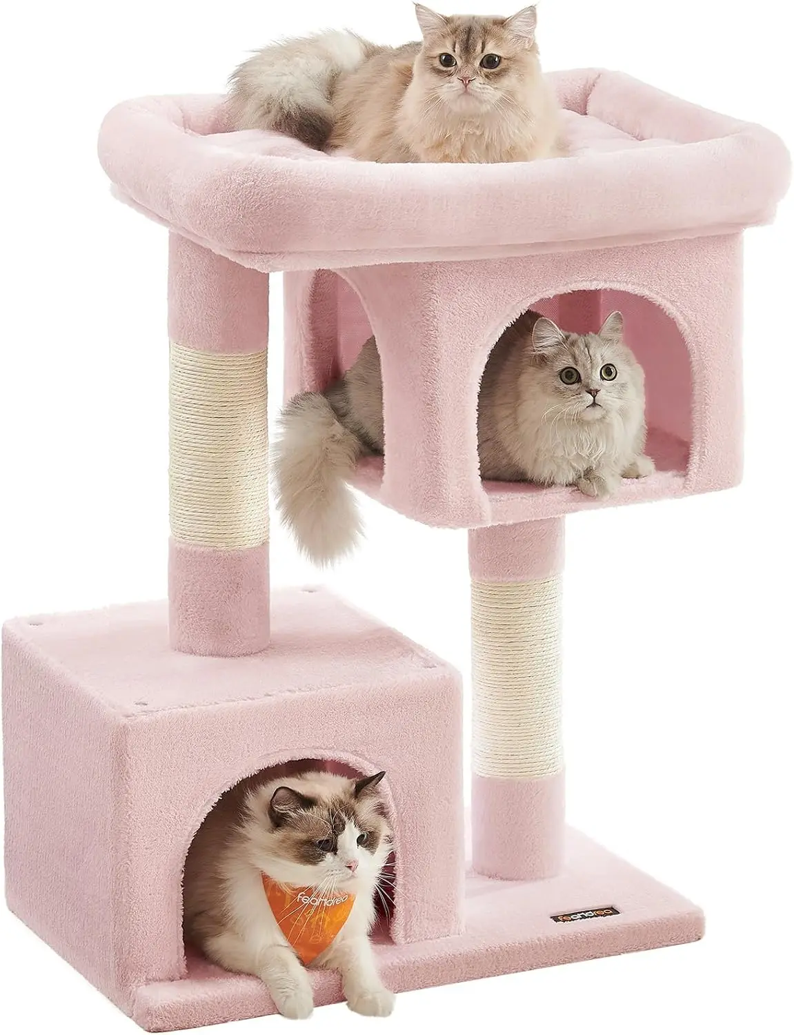

33.1-Inch Cat Tower with Large Perch, 2 Caves, and Scratching Post for Cats up to 16 lb